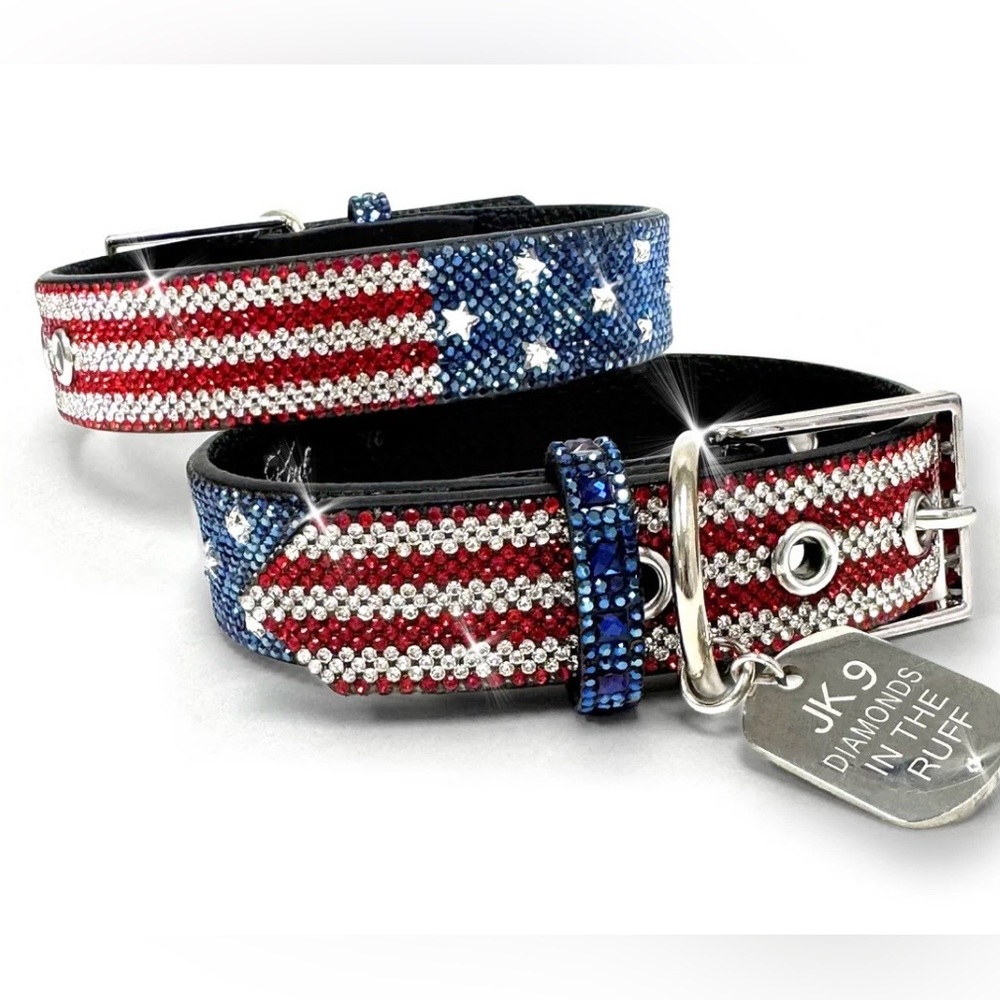 DESIGNER-DIAMONDS IN THE RUFF AMERICAN
DOG COLLAR MEDIUM